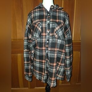 White Birch Black Orange Cream Button Down Flannel Oversized Size 1X